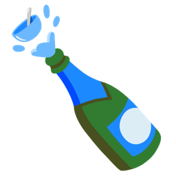 bowl with spoon and bottle with popping cork