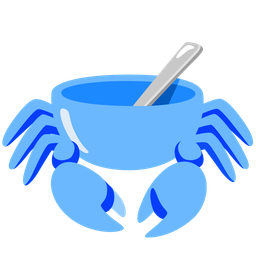 bowl with spoon and crab
