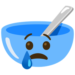 bowl with spoon and crying face