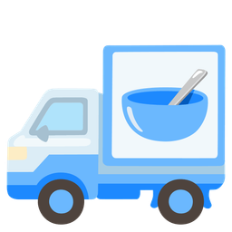 bowl with spoon and delivery truck