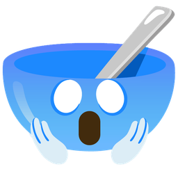 bowl with spoon and face screaming in fear