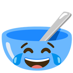 Bowl with spoon and Face with tears of joy