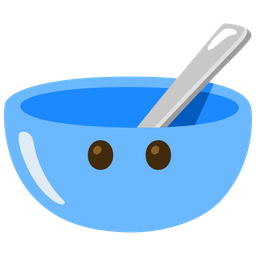 bowl with spoon and face without mouth