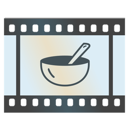 bowl with spoon and film frames