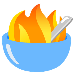 bowl with spoon and fire