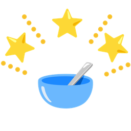 bowl with spoon and glowing star