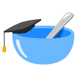 bowl with spoon and graduation cap