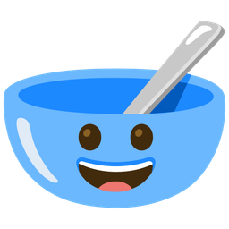 Bowl with spoon and Grinning face