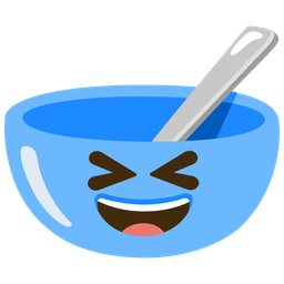 Bowl with spoon and Grinning squinting face