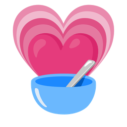 bowl with spoon and growing heart