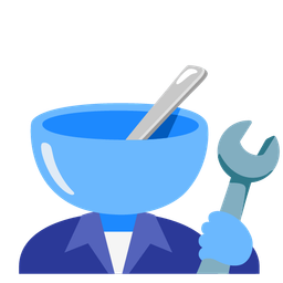 bowl with spoon and hammer and wrench