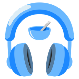 bowl with spoon and headphone