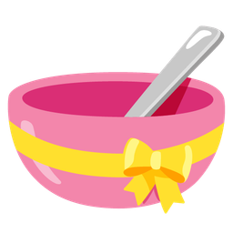 bowl with spoon and heart with ribbon
