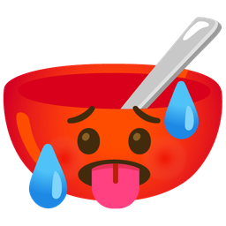 bowl with spoon and hot face