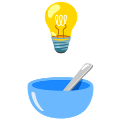 bowl with spoon and light bulb