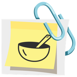 bowl with spoon and linked paperclips