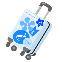 bowl with spoon and luggage