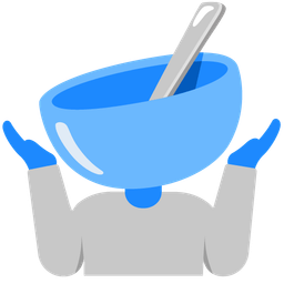 bowl with spoon and person shrugging