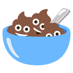 bowl with spoon and pile of poo