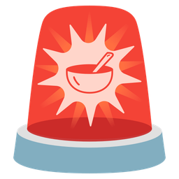 bowl with spoon and police car light