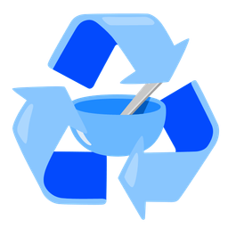 bowl with spoon and recycling symbol