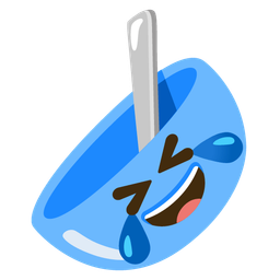 Bowl with spoon and Rolling on the floor laughing