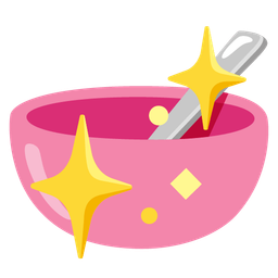 bowl with spoon and sparkling heart