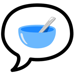 bowl with spoon and speech balloon