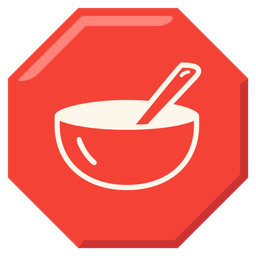 bowl with spoon and stop sign