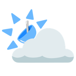 bowl with spoon and sun behind cloud