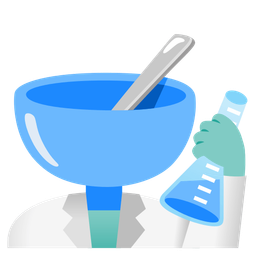 bowl with spoon and test tube