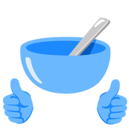 bowl with spoon and thumbs up