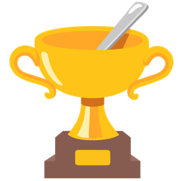 bowl with spoon and trophy