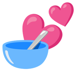 bowl with spoon and two hearts