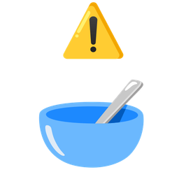 bowl with spoon and warning