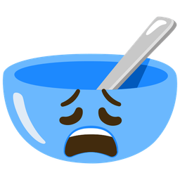 bowl with spoon and weary face