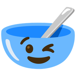 Bowl with spoon and Winking face