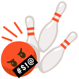 bowling and face with symbols on mouth