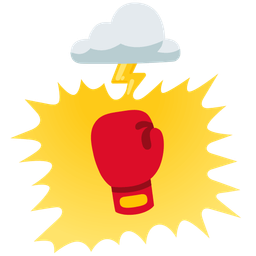 boxing glove and cloud with lightning