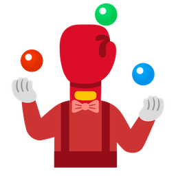 boxing glove and clown face