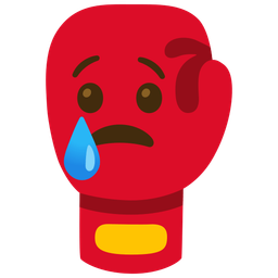 boxing glove and crying face