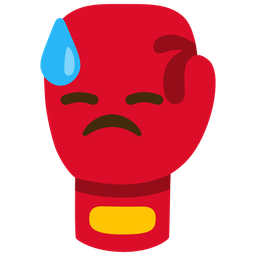 boxing glove and downcast face with sweat