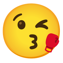 Boxing glove and Face blowing a kiss