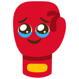 boxing glove and face holding back tears