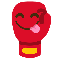 Boxing glove and Face savoring food