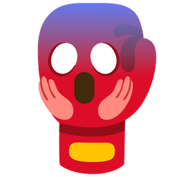 boxing glove and face screaming in fear