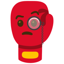 boxing glove and face with monocle