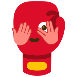 boxing glove and face with peeking eye