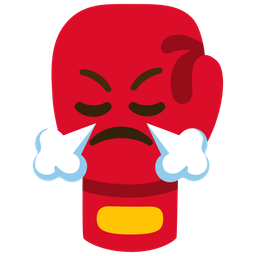 boxing glove and face with steam from nose