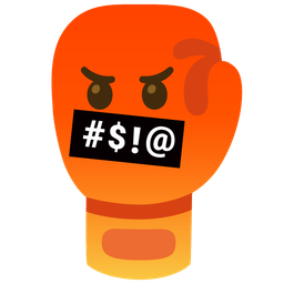 boxing glove and face with symbols on mouth